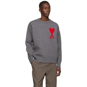 AMI ALEXANDRE MATTIUSSI Grey Ami de Cœur 100% Virgin Wool Sweater Medium NWT